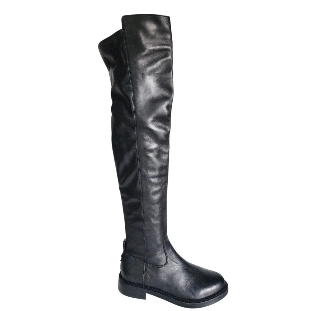 SAM EDELMAN Narisa Black Leather Over The Knee Boots 8.5 Tall Side Zip